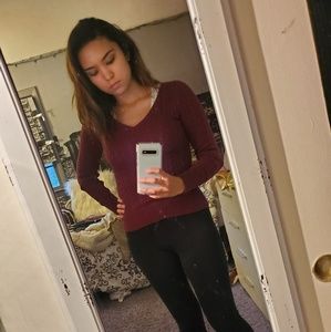 Maroon V-neck  Sweater